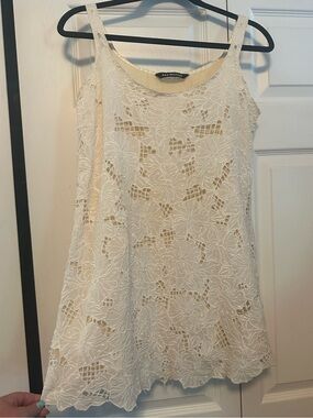 KAS New York Cream Floral Lace Mini Dress